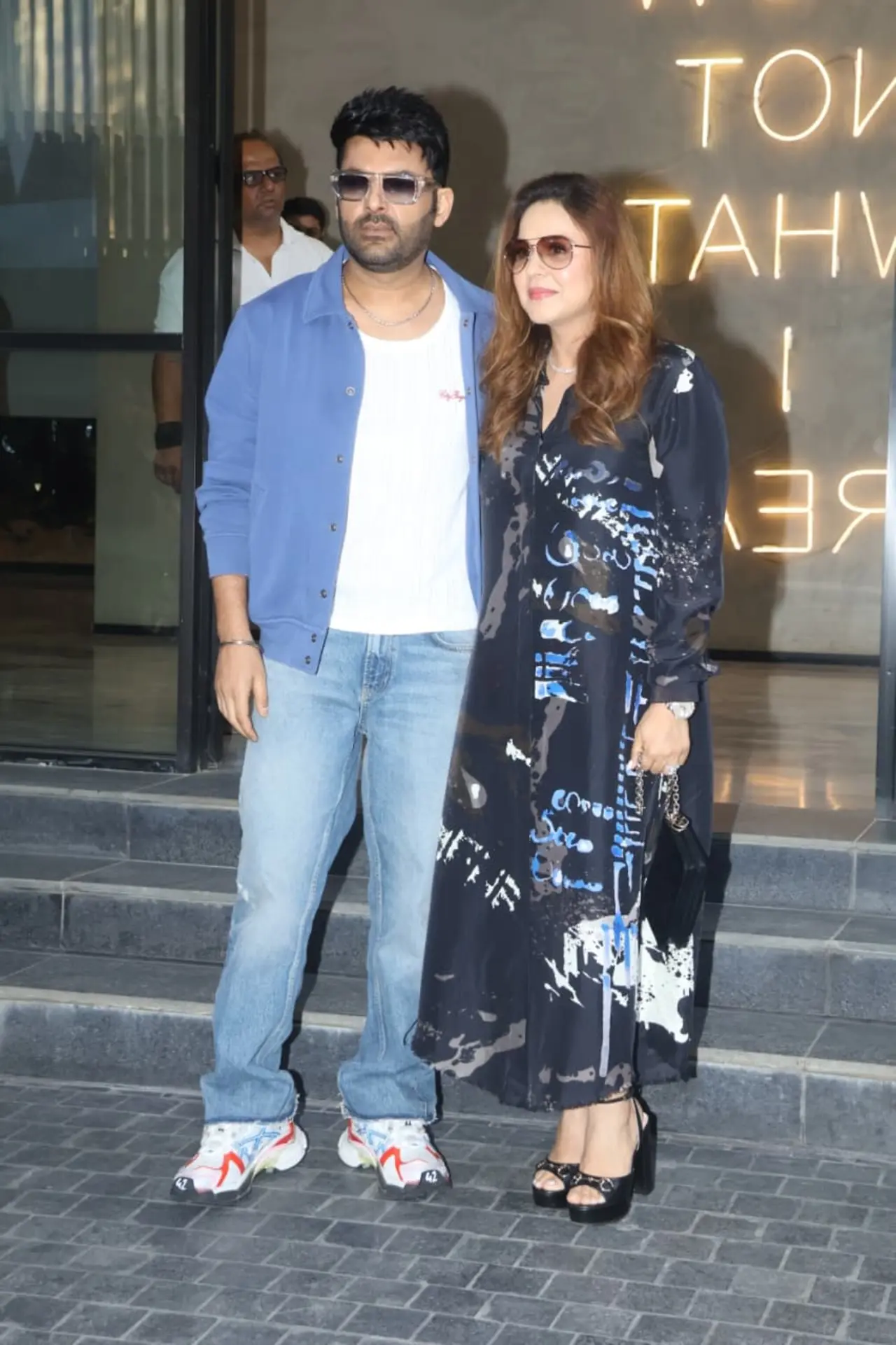 Kapil Sharma was seen along with his wife, Ginni, for a special screening of his upcoming film, Daadi Ki Shaadi.